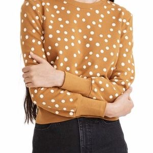 Madewell Banded Sweatshirt in Inkwell Dot Polka Dot Gold Yellow Pullover Small